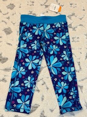 NWT Gymboree Gymgo Girls' Blue Tropical Floral Active Capri Athletic Pants 7/8